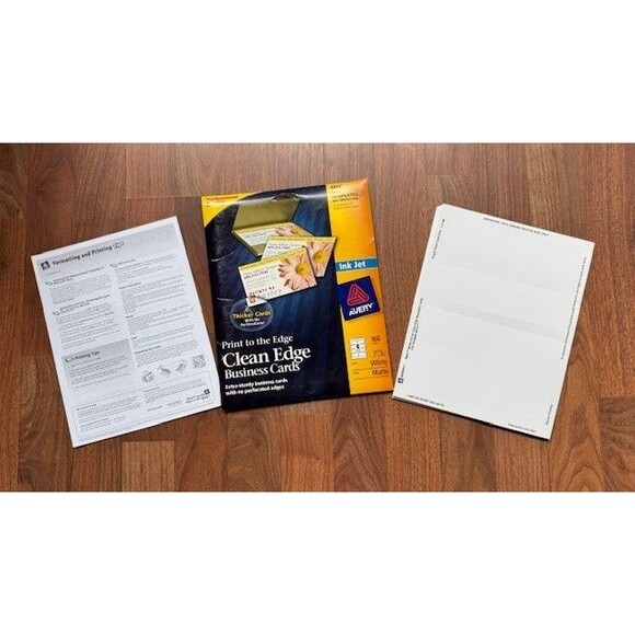 Avery 8869 BUSINESS Cards Print to Edge 2 Sided Clean Edge Inkjet 120 Cards - Picture 2 of 8